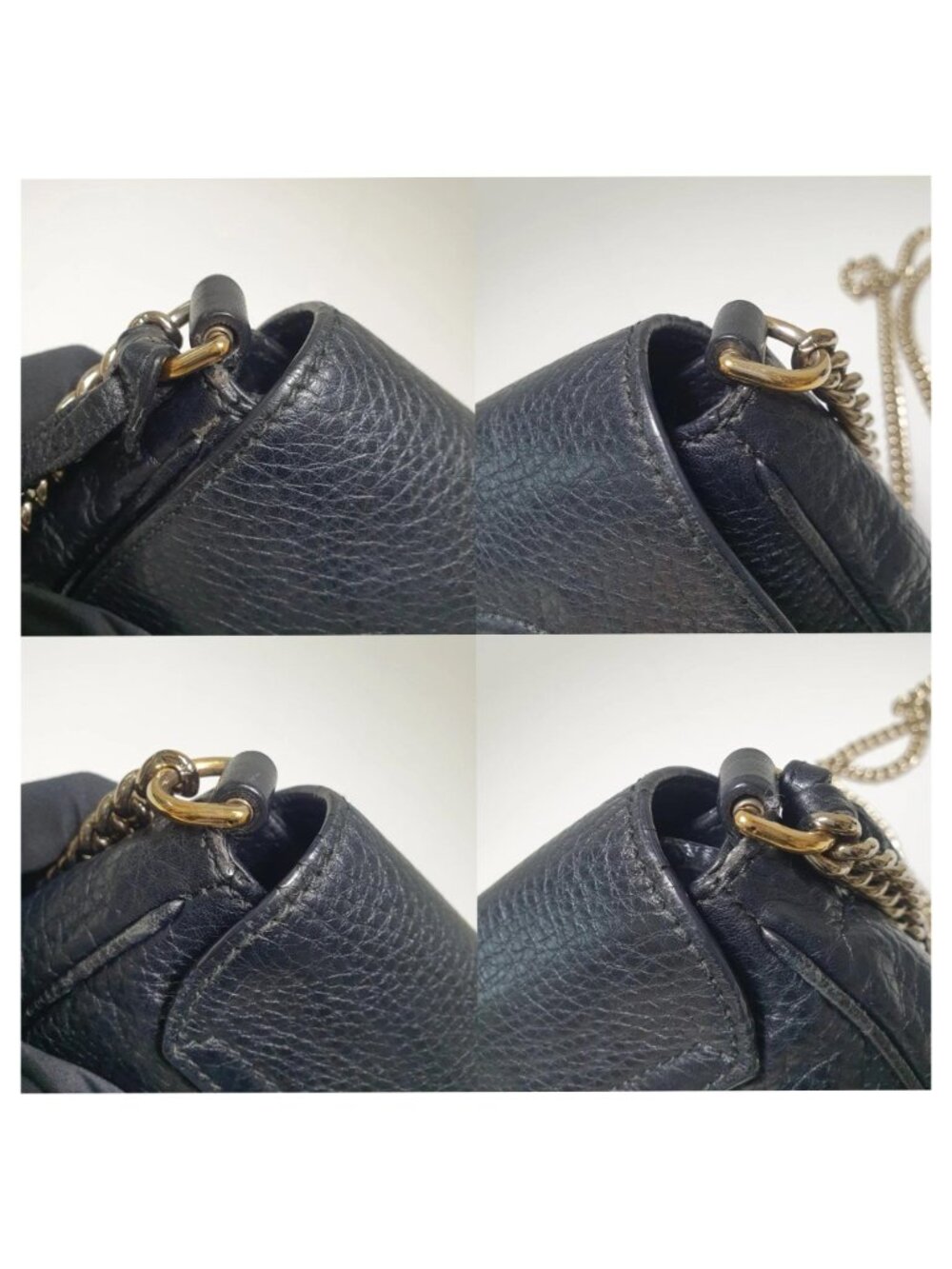 Authentic Gucci Soho Black Leather Chain Crossbody Bag GG Logo Small Designer - Picture 6 of 11